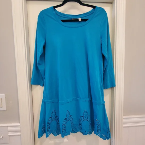 LOGO by Lori Goldstein Blue 3/4 Sleeve Tunic Size M - Picture 1 of 4